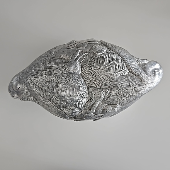 Arthur Court 1988 Rabbit's Bunnies Covered Serving Tray Dish Tureen 13" Long - Picture 4 of 8